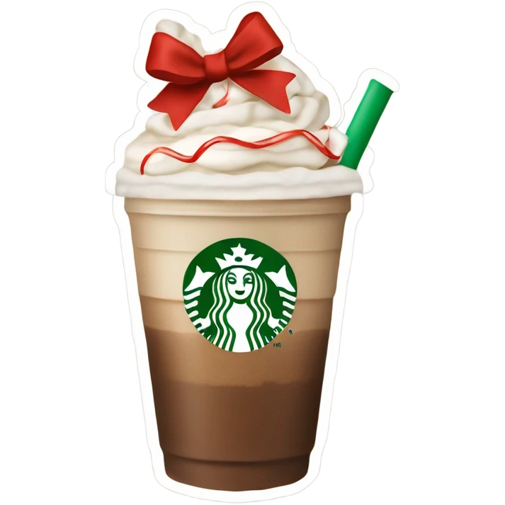 Starbucks peppermint Frappuccino with a little ribbon tied around it that’s red  emoji
