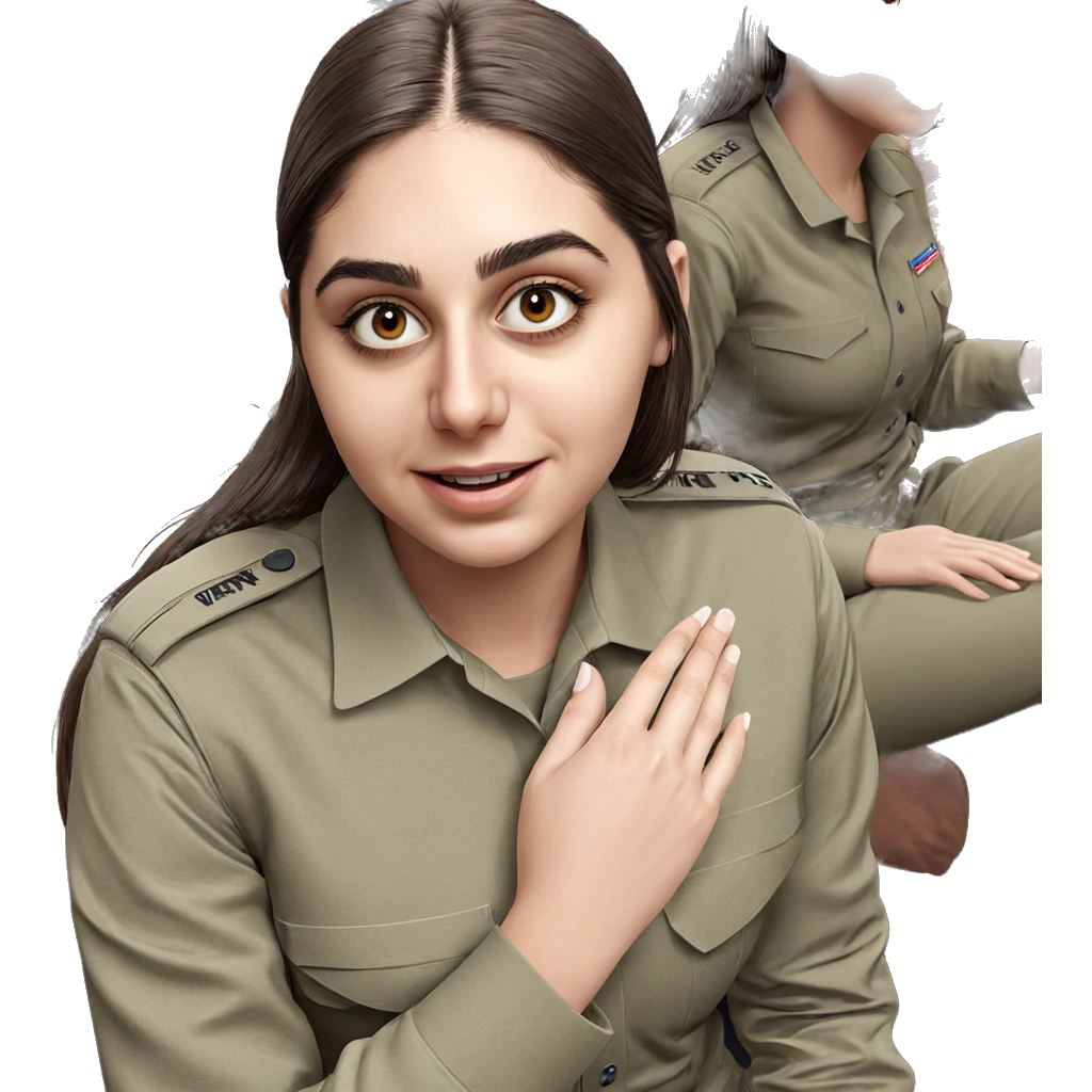 brown haired girls in military emoji