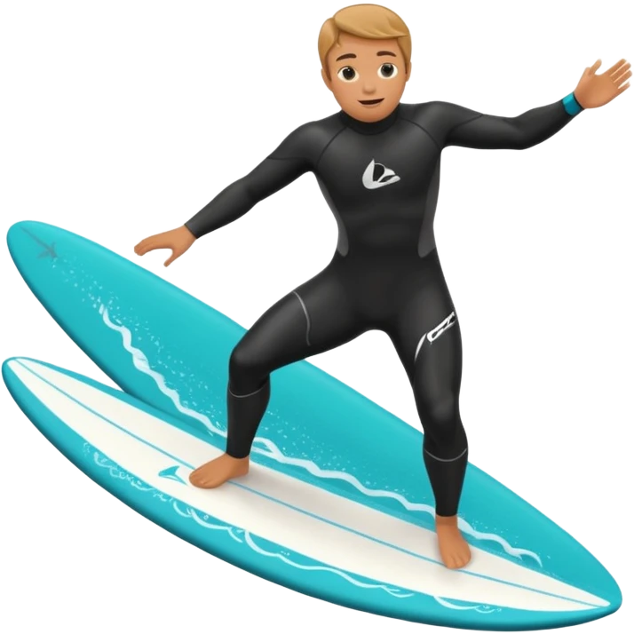 Someone surfing over a big teal wave emoji