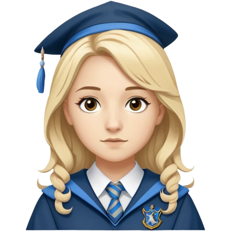 Gemma Padley is Penelope Clearwater in harry potter, wear hogwarts Ravenclaw uniform, blonde hair, brown eyes emoji