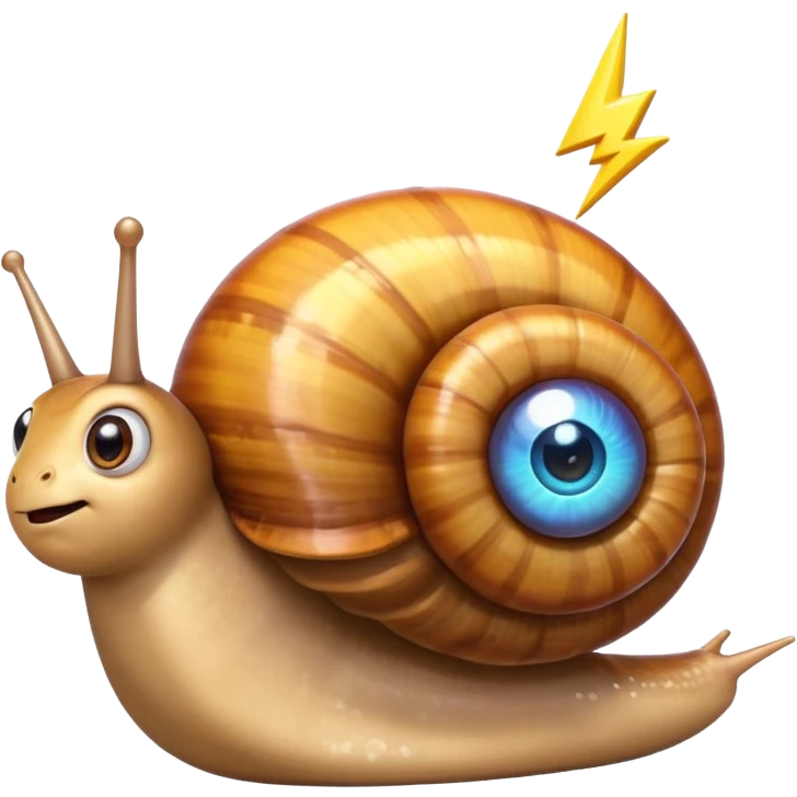 snail with a lightning-shaped shell and big eyes looking up emoji style emoji