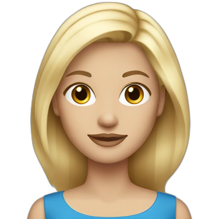 blonde straight hair with blue dress emoji
