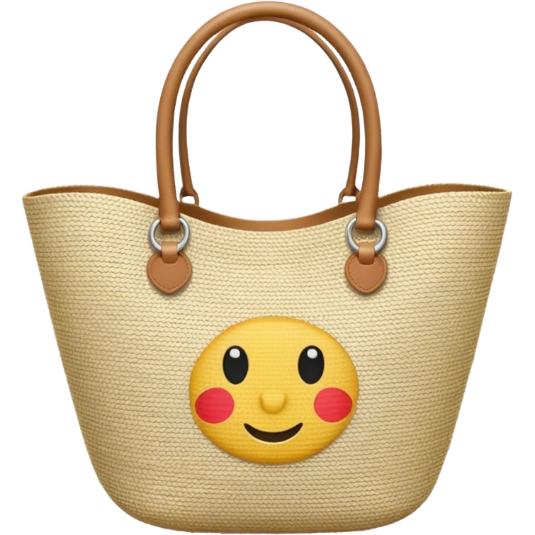 white straw beach bag emoji