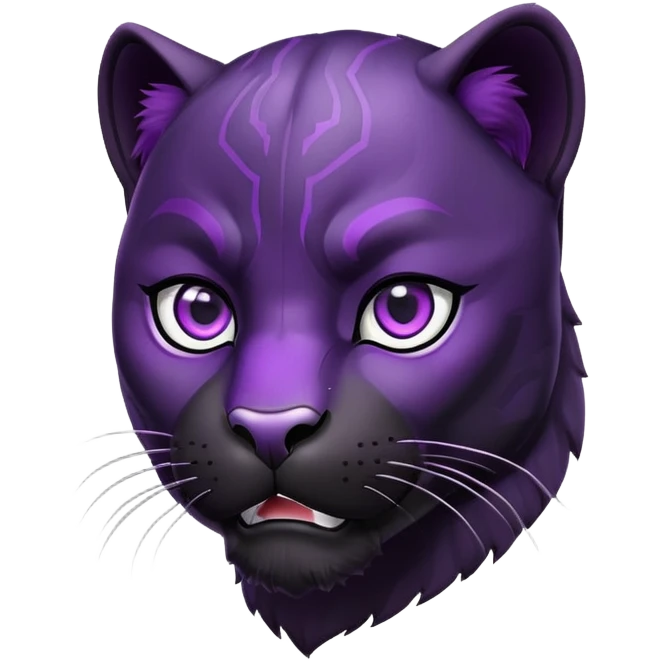 black panther with purple eyes, surprised face emoji