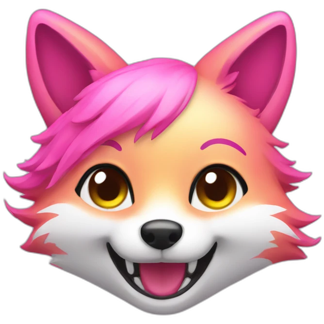 Pink Rainbow fox smiling emoji