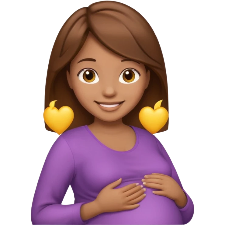 Pregnant Woman with brown hair and light brown skin emoji