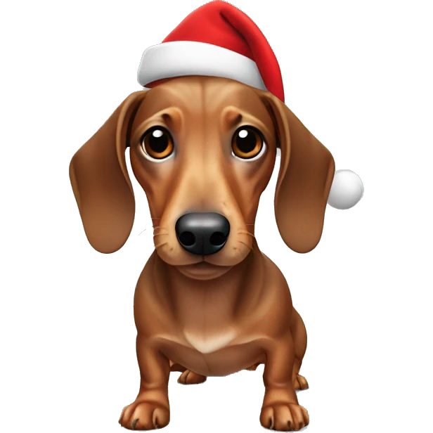 Dachshund wearing a Santa hat emoji