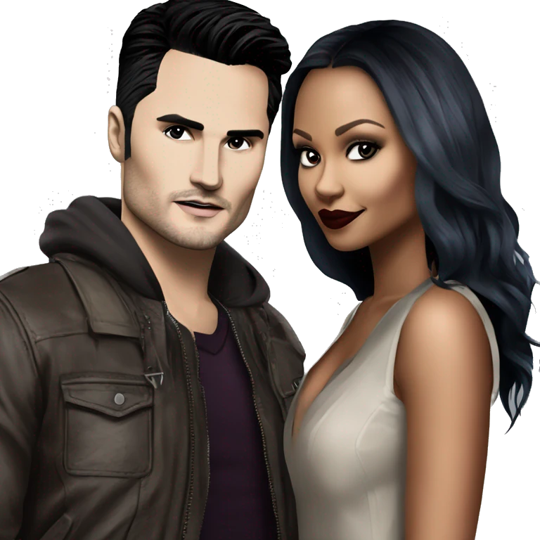 Michael malarkey as Enzo and Kat Graham as Bonnie Vampire Diaries emoji