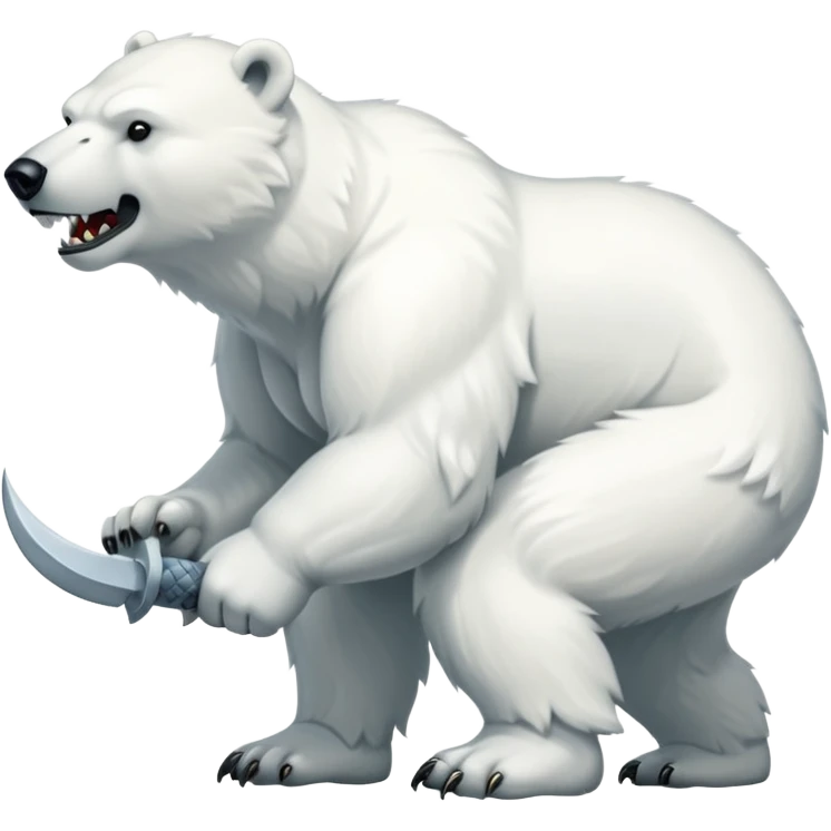 Polar bear with a wolf’s tail, thick neck fur, and short saber fangs emoji