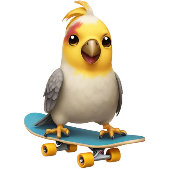 Cockatiel Bird on a skateboard  emoji