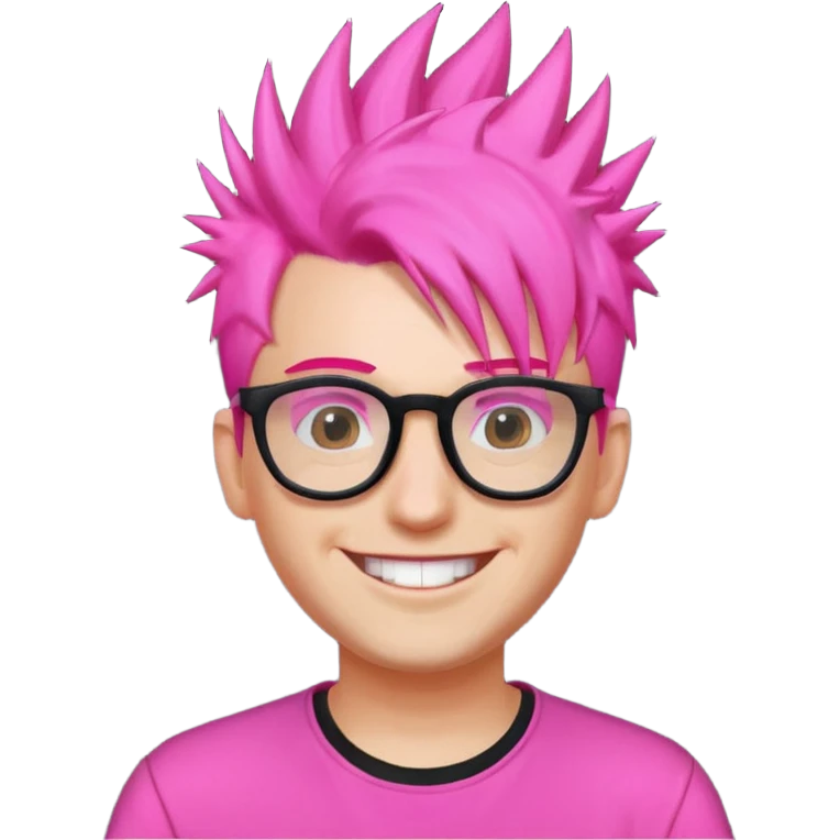 Man with neon pink spiky hair and glasses emoji