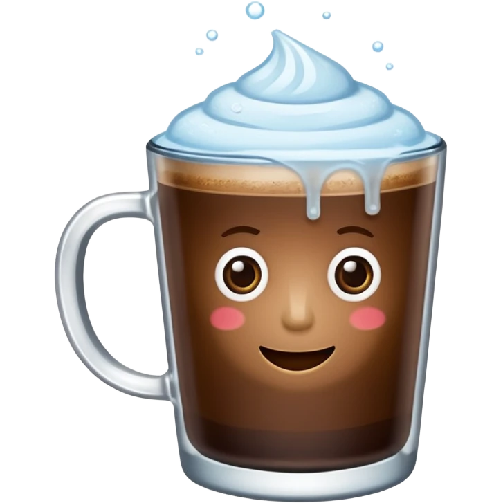 Cafe con hielo en una taza que diga ami emoji