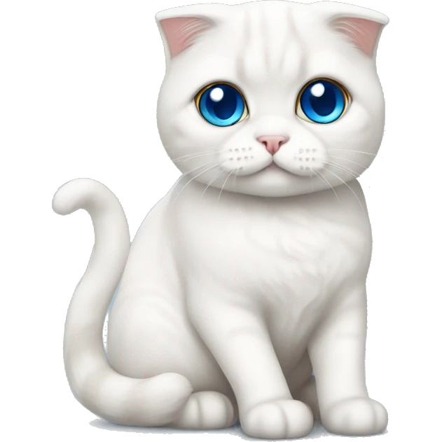 Scottish fold white cat with blue eyes  emoji