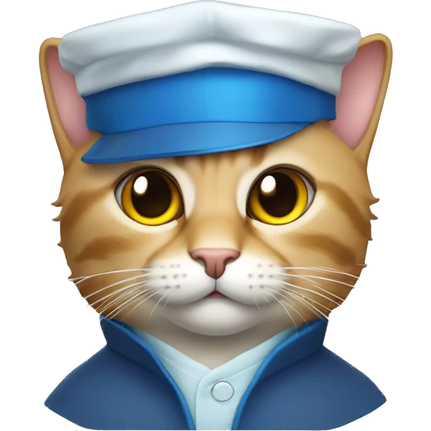 The cat is a scientist, with a square academic cap of blue color. emoji