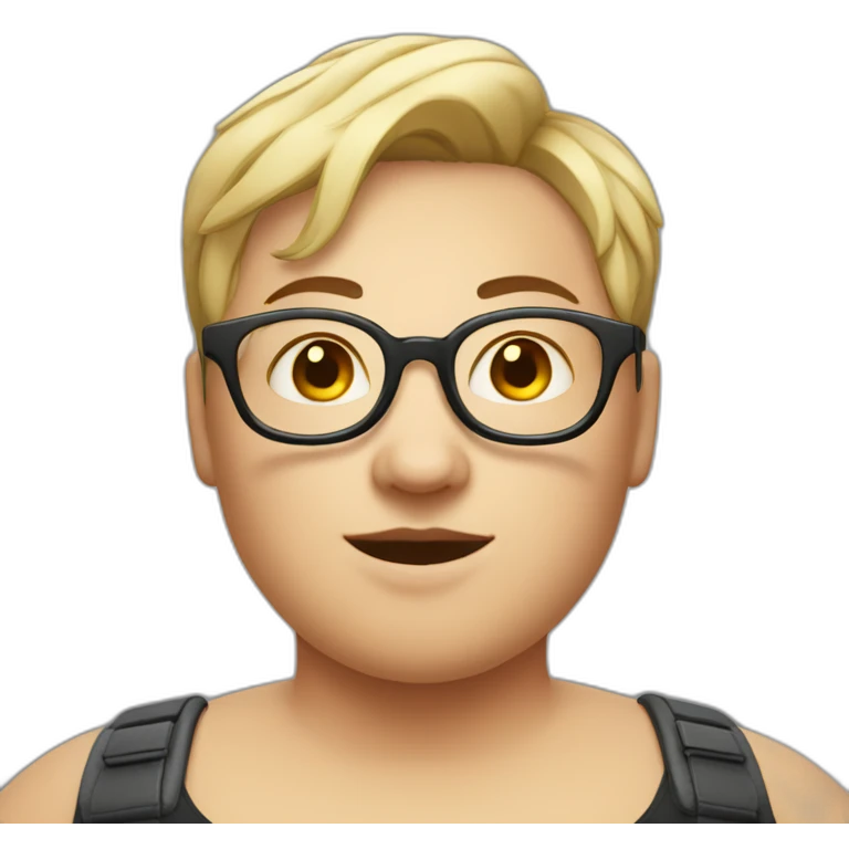 Fat androgynous person with short hair braces and glasses emoji