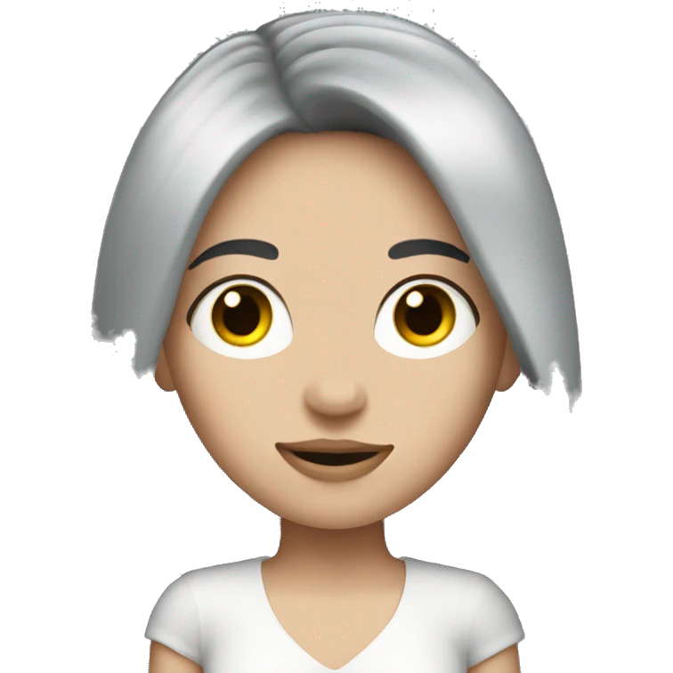 Pale girl with long black hair wearing driving car emoji
