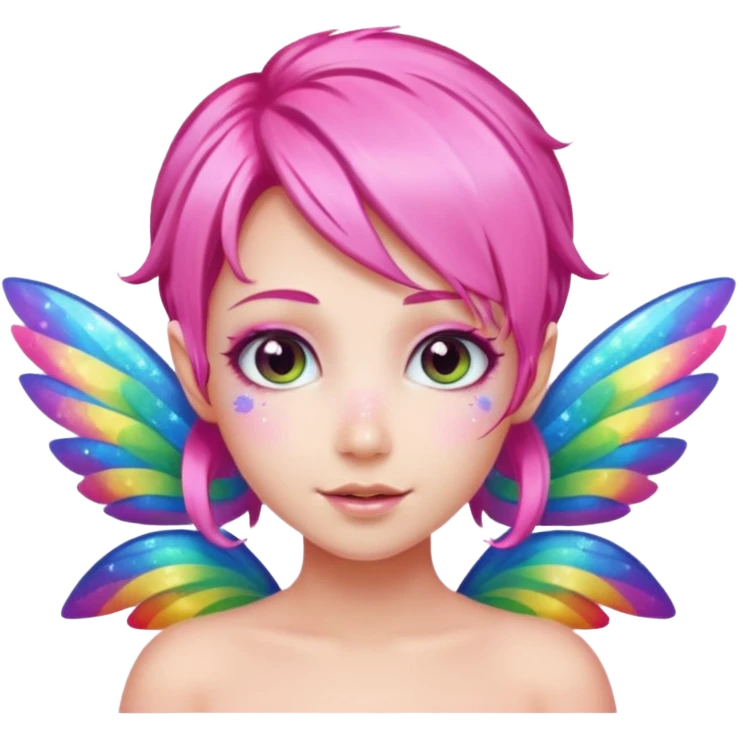 Sparkly Fairy with Pink hair and Rainbow wings  emoji