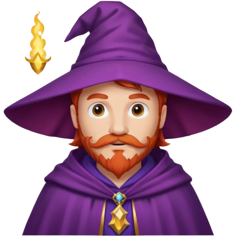 red haired wizard with mustache, purple cloack emoji