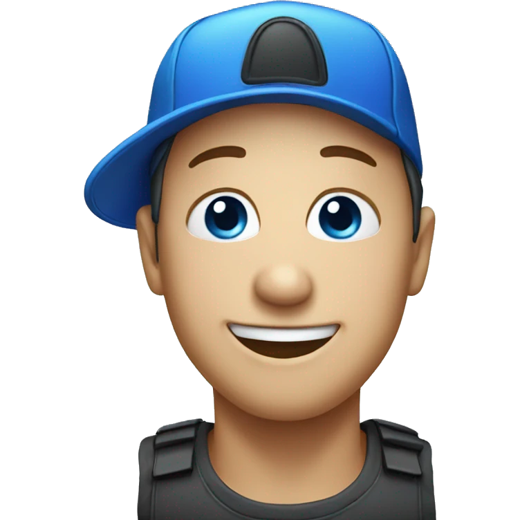iphone happy face with a blue cap emoji