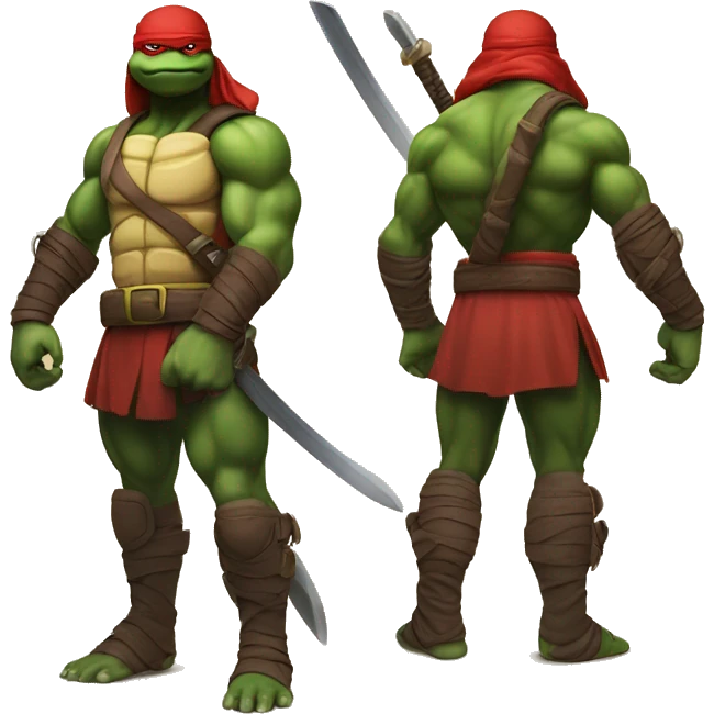 raphael ninja turtle muscular- full body emoji