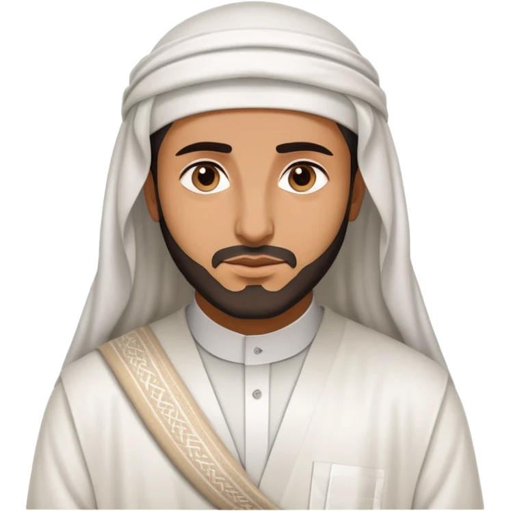 Saudi man in white thobe and shemagh, neutral expression emoji