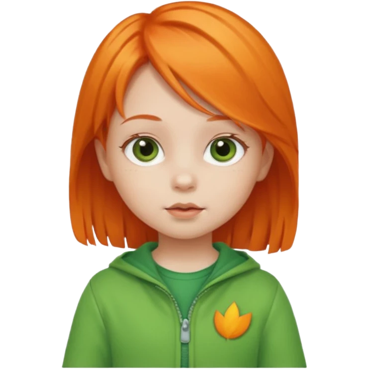 orange hair girl baby green outfit emoji