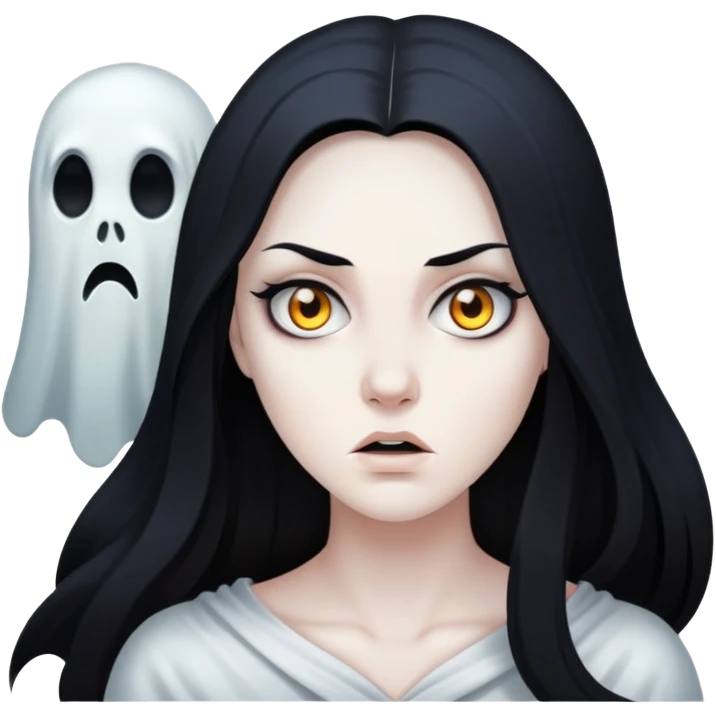 ghost, woman, long hair, menacing eyes, ghost, ghost, ghst emoji