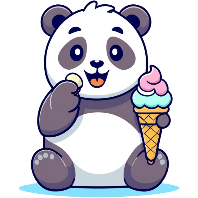 Panda eating ice cream emoji