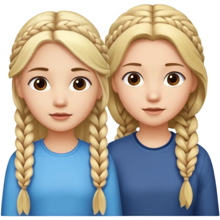 Girl long flowing blonde hair and  girl with DARK BROWN HAIR ONE BRAID on one side.   emoji