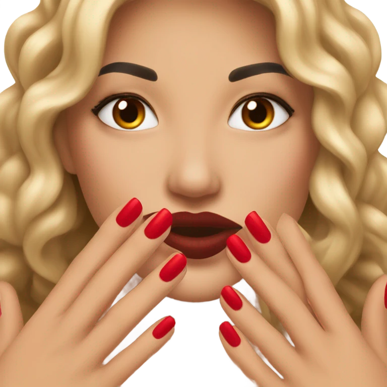 Long red  nails on medium skin ton emoji