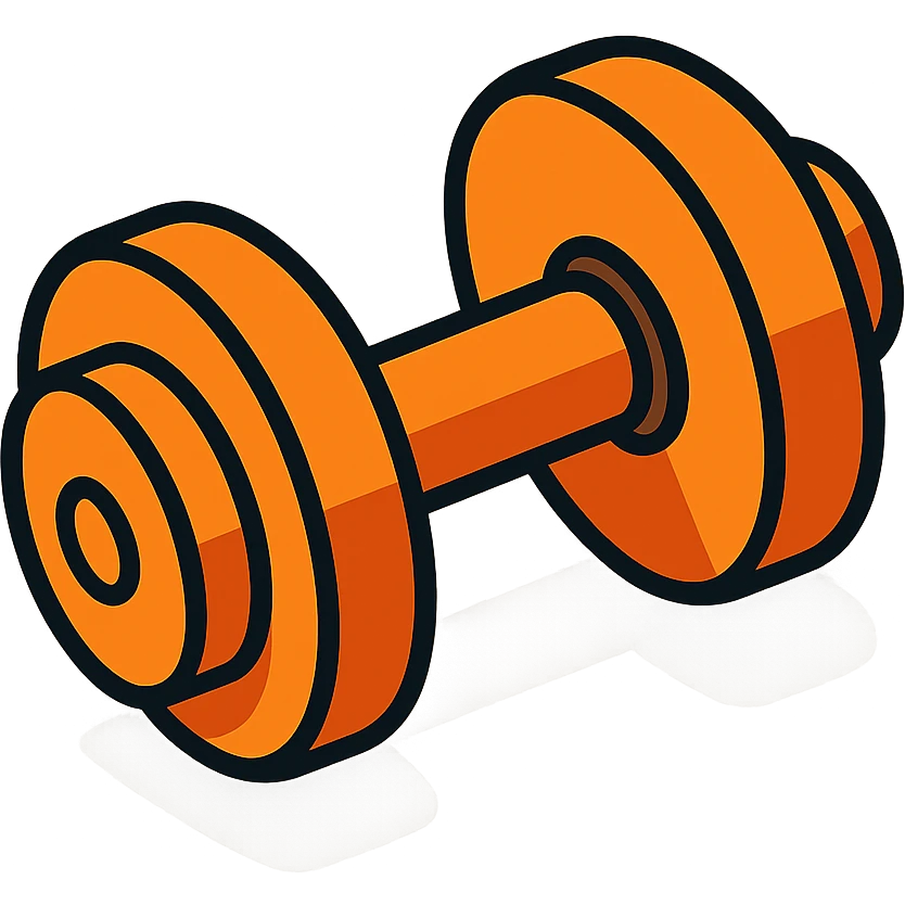orange dumbbell, cartoon style, no text, transparent background emoji