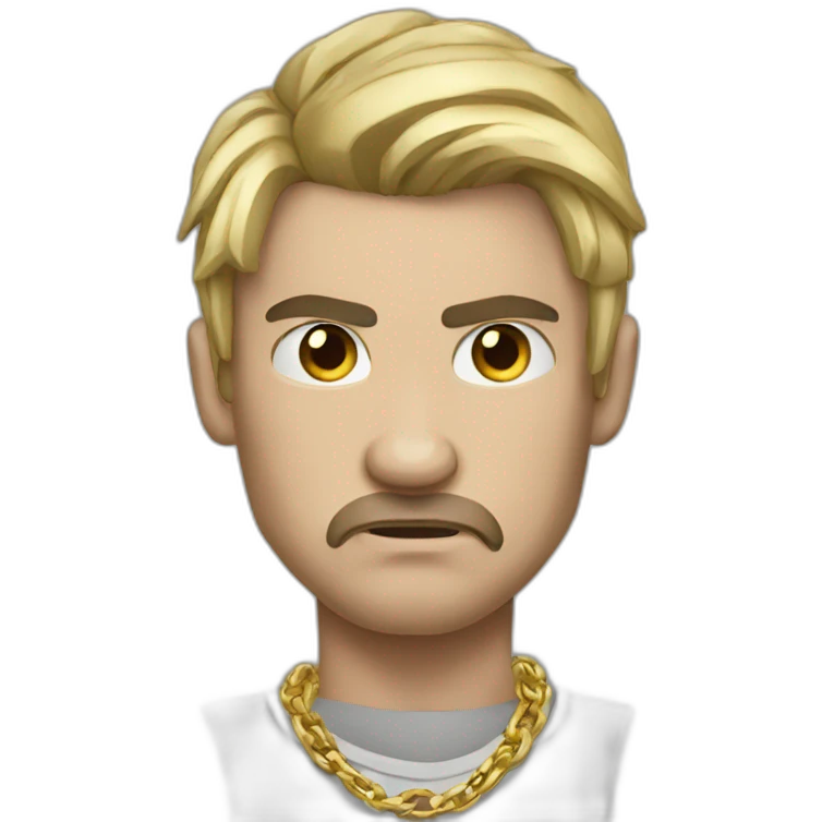 Russian male angry thug wearing gold chain black hair emoji