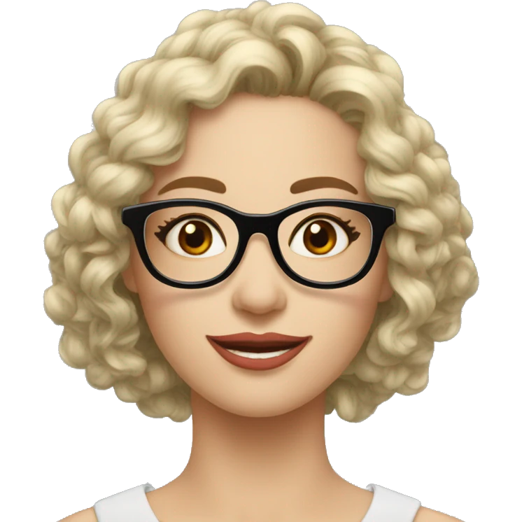 femme bouclé long châtain lunettes rondes emoji