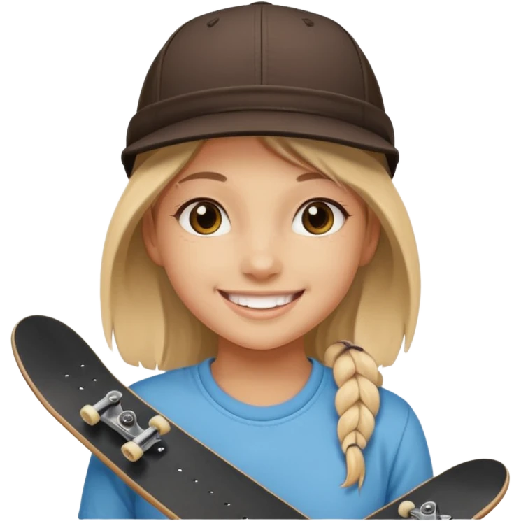 skateboarder girl mugshot with cap emoji