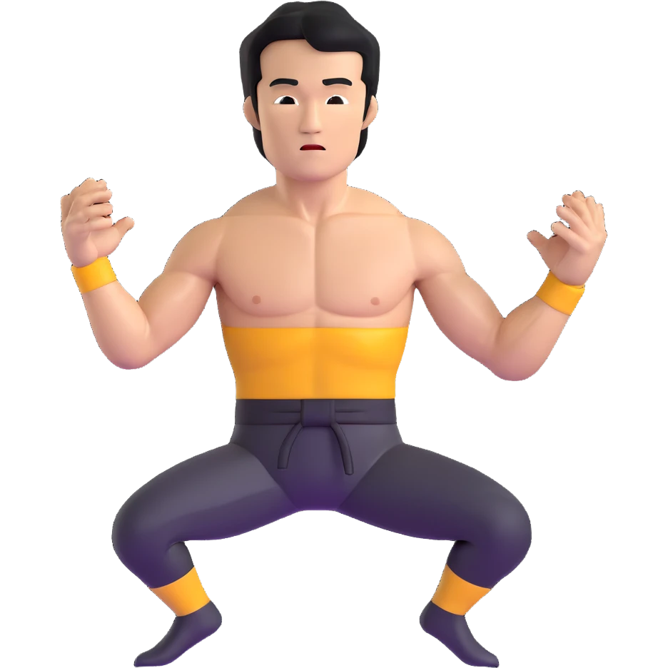 Bruce Lee kung fu master with athletic build, upper body emoji