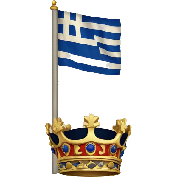 Old Greek flag with the royal crown  emoji
