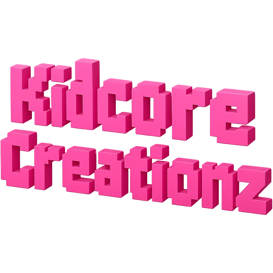 Add the word Kidcore Creationz in Pink emoji