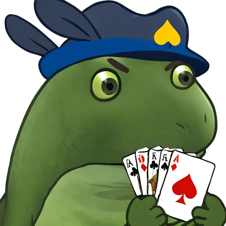 Turtle and bunny play cards emoji