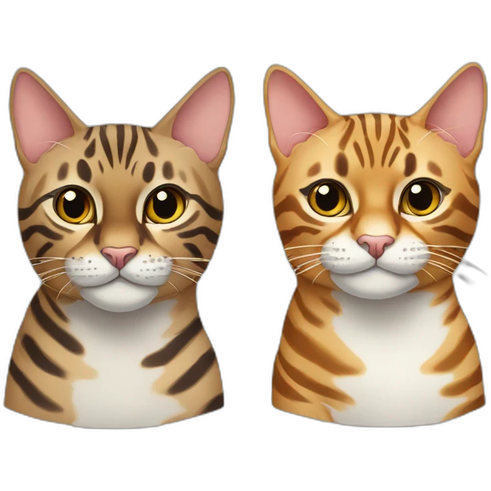 Two Bengal cats of different colours. emoji