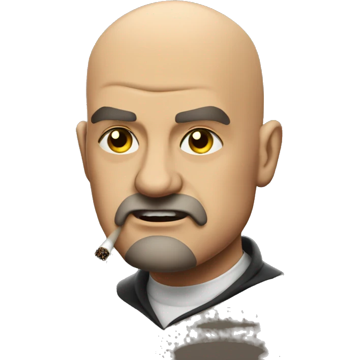Heavy set Bald man smoking and mad emoji