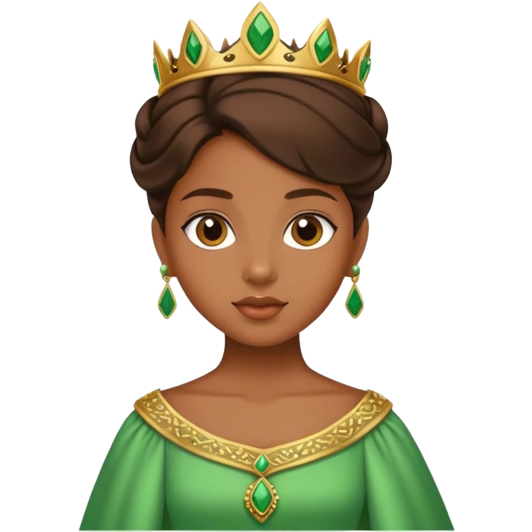 A brown princess in a green dress emoji