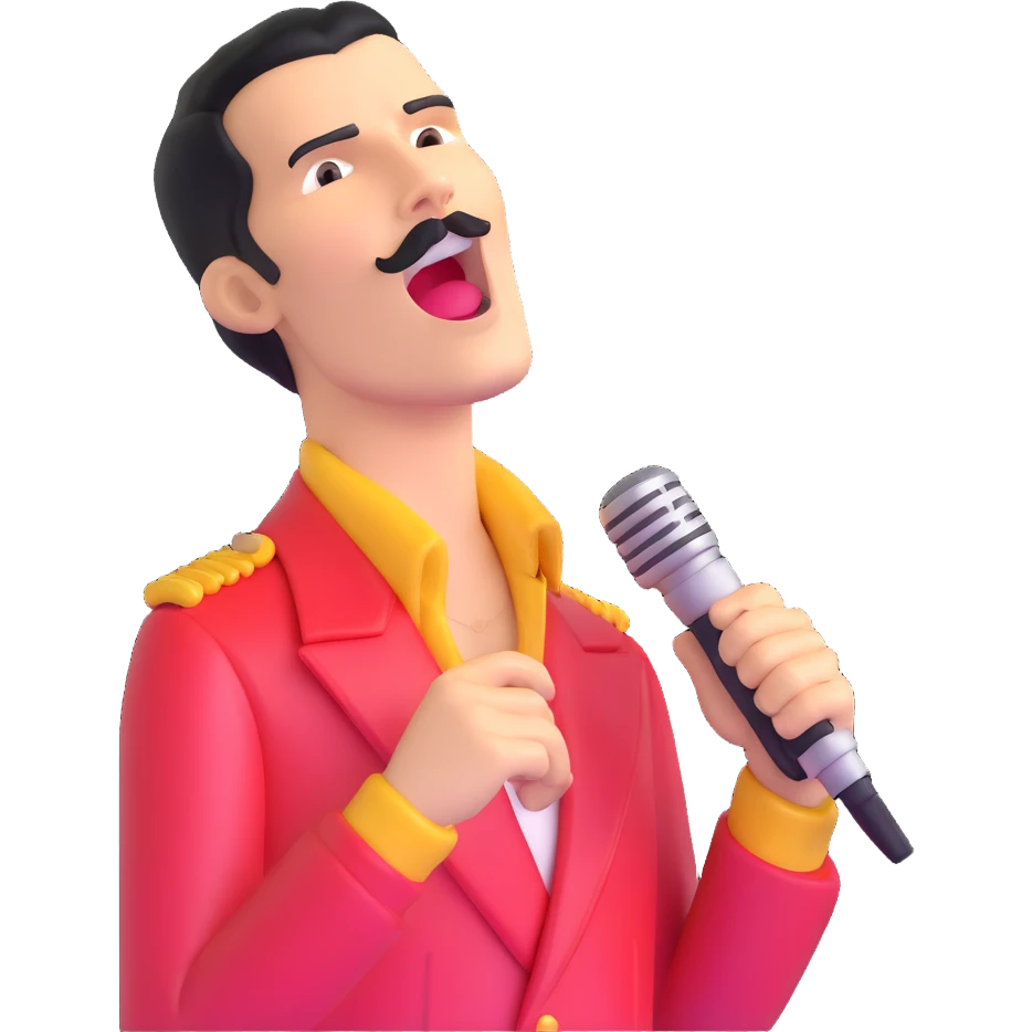 Freddie Mercury singing with microphone emoji