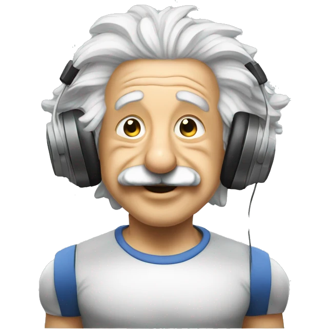 albert einstein happy listening music in the gym emoji