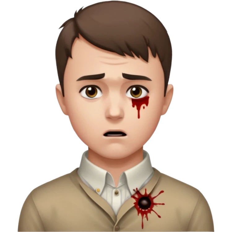 Charlie kirk with bullet hole on neck and scared expression  emoji