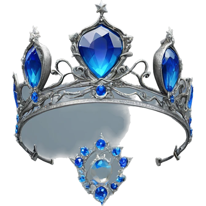 The Ravenclaw Diadem is a tiara-like object with, made of gleaming silver and set with glittering blue gem. It is enchanted and round piece emoji
