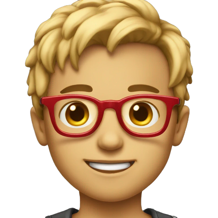 bold 10 years kid with red glasses emoji