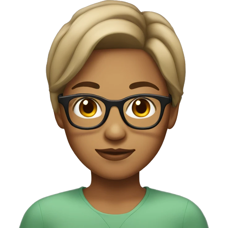 tan skin girl with glasses and medium short hair emoji