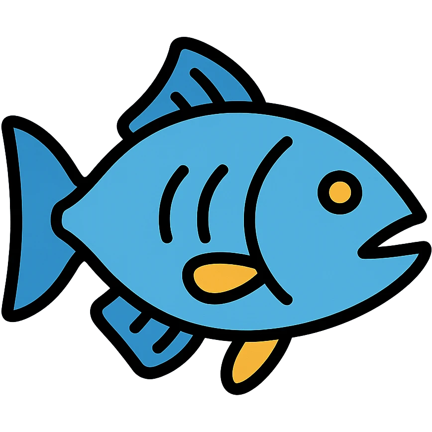 blue bass fish, color outline icon style emoji