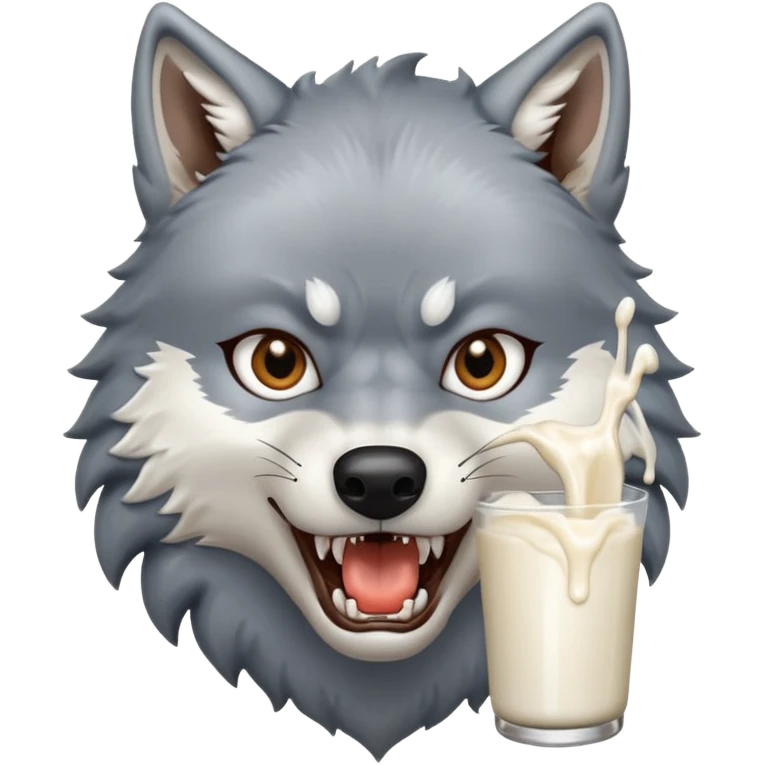 Wolf with milk coming out of its mouth  emoji