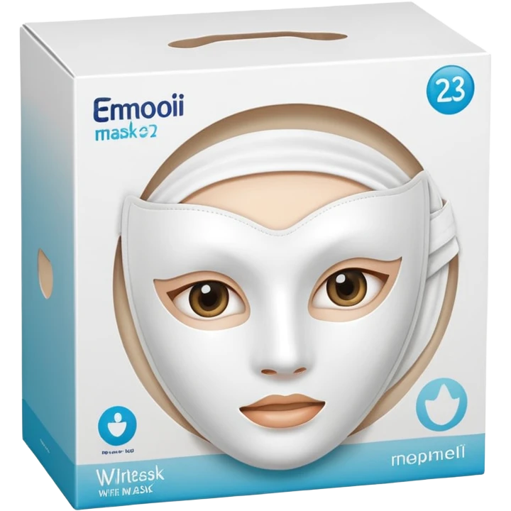 a beauty product box of white mask pack with rounded eyehole emoji